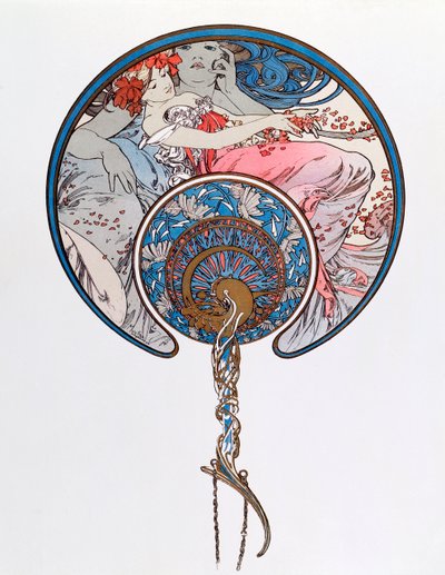 The Passing Wind Wars Youth Lithography by Alphonse Mucha, 1899 by Alphonse Mucha